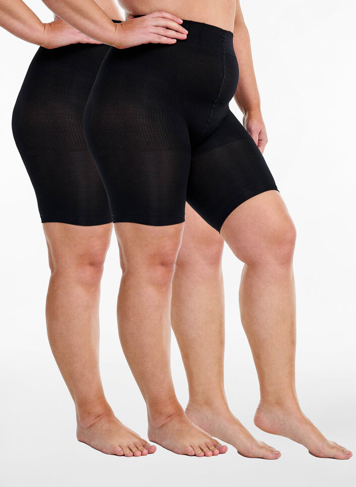 Lot de 2 shortys push-up 60 deniers avec effet sculptant, Noir, Packshot image number 0