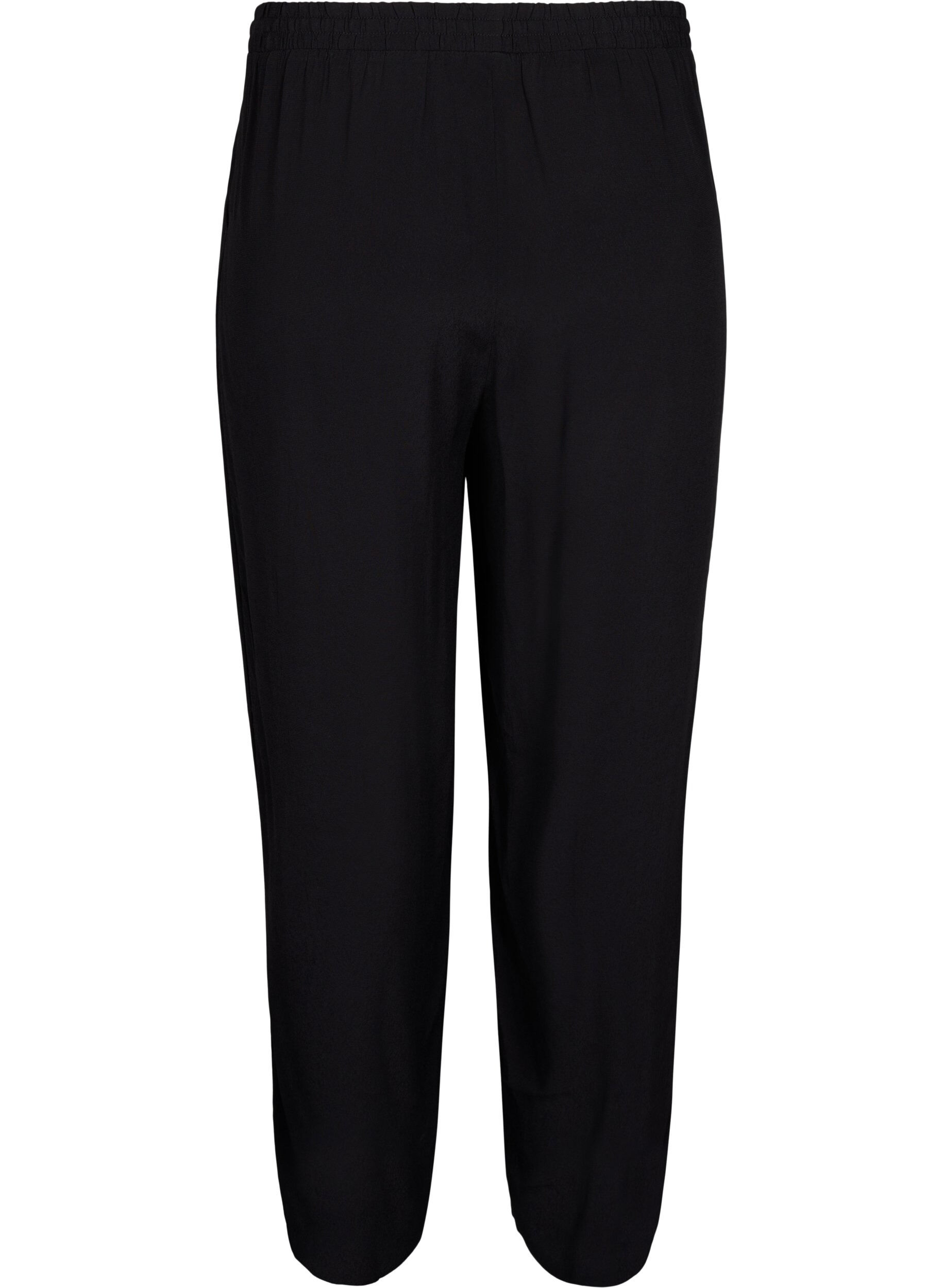 Zizzi Pantalon en viscose ample avec des poches, Noir, Packshot image number 1