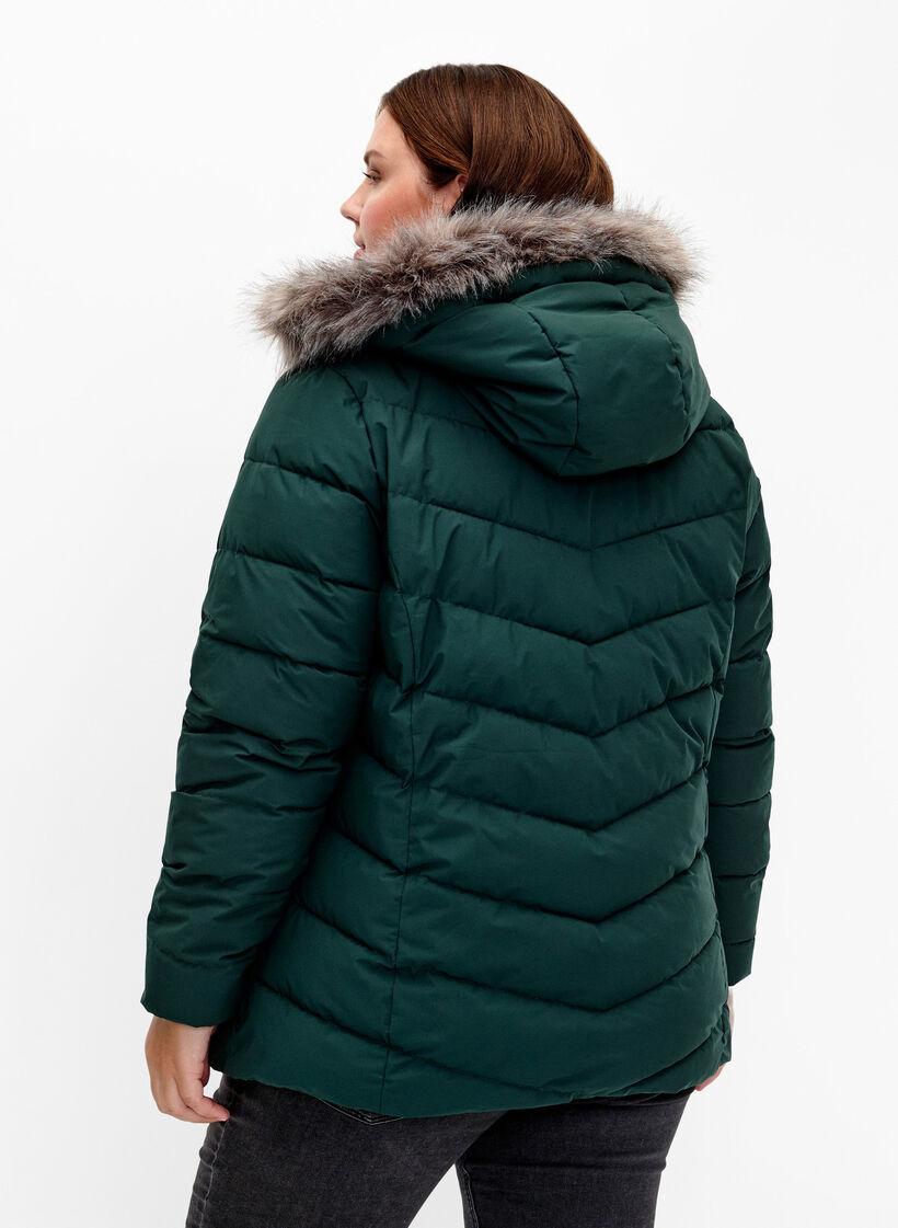 Veste courte &agrave; capuche, Vert fonc&eacute;, Model image number 2