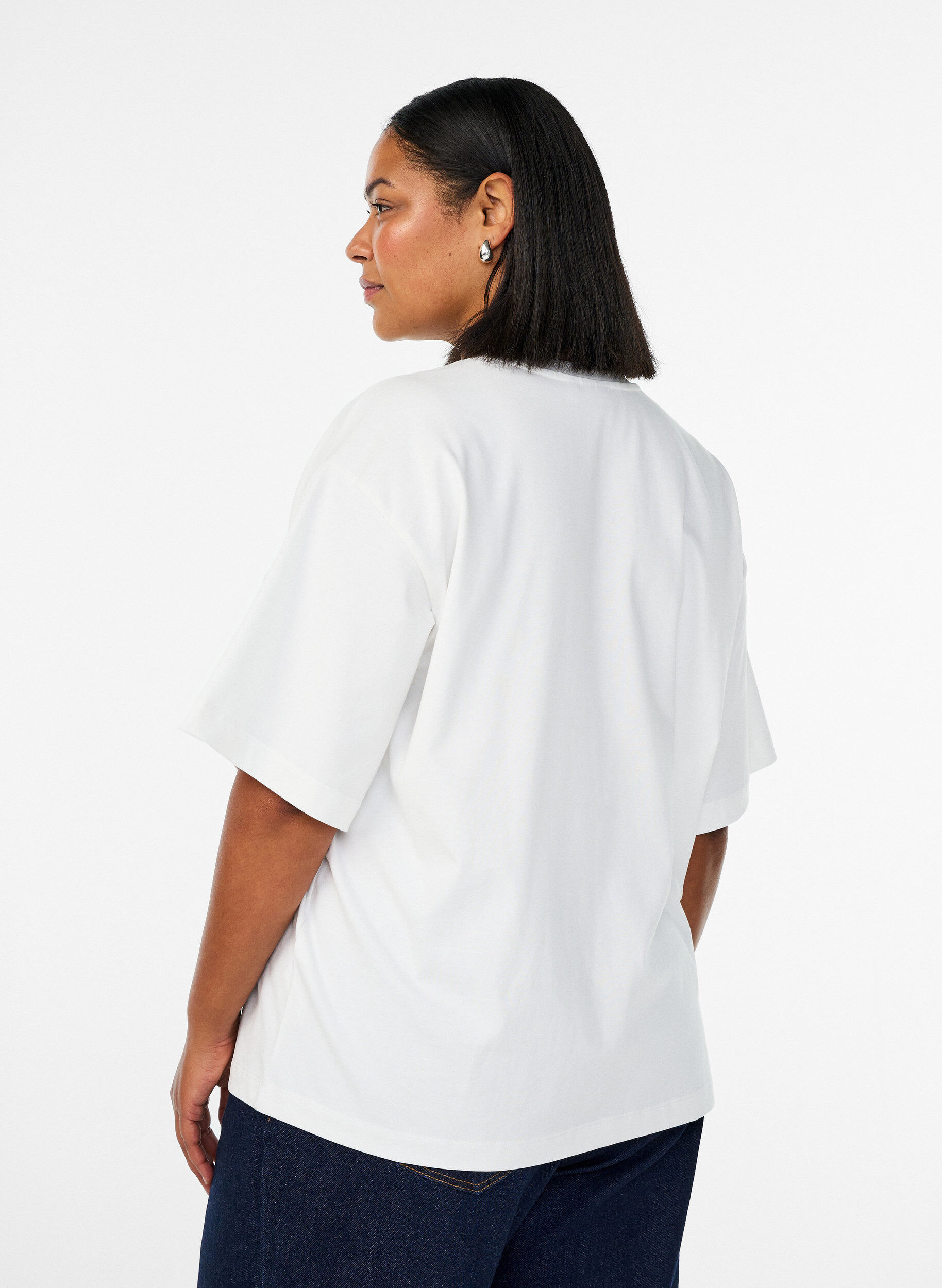 Zizzi T-shirt oversize &agrave; manches courtes, Blanc, Model image number 2