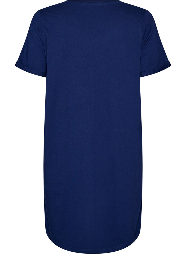 Chemise de nuit &agrave; manches courtes en coton biologique, Bleu, Packshot image number 1