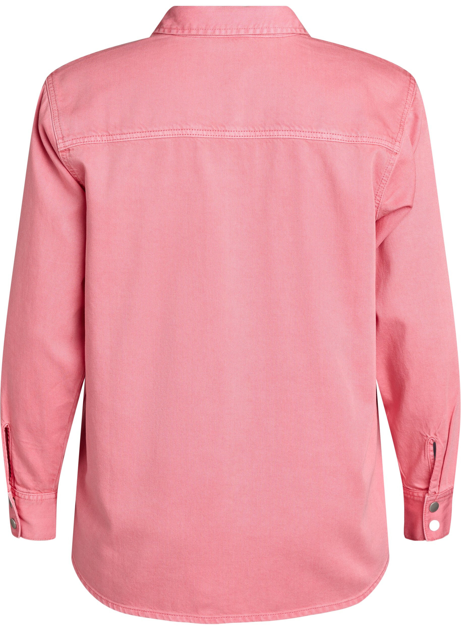 Zizzi Chemise en jean avec poches poitrine, Rose, Packshot image number 1