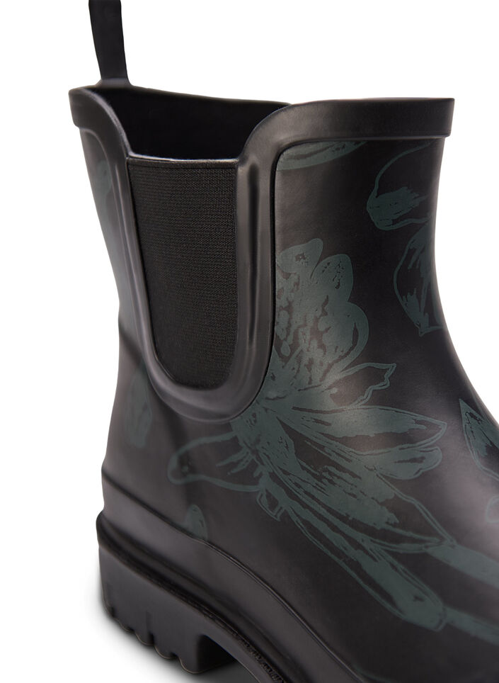 Bottes en caoutchouc à largeur courte avec imprimé, B. Teal Flower AOP, Packshot image number 3