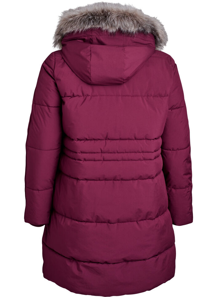 Parka déperlante avec col en fausse fourrure, Bordeaux foncé, Packshot image number 1