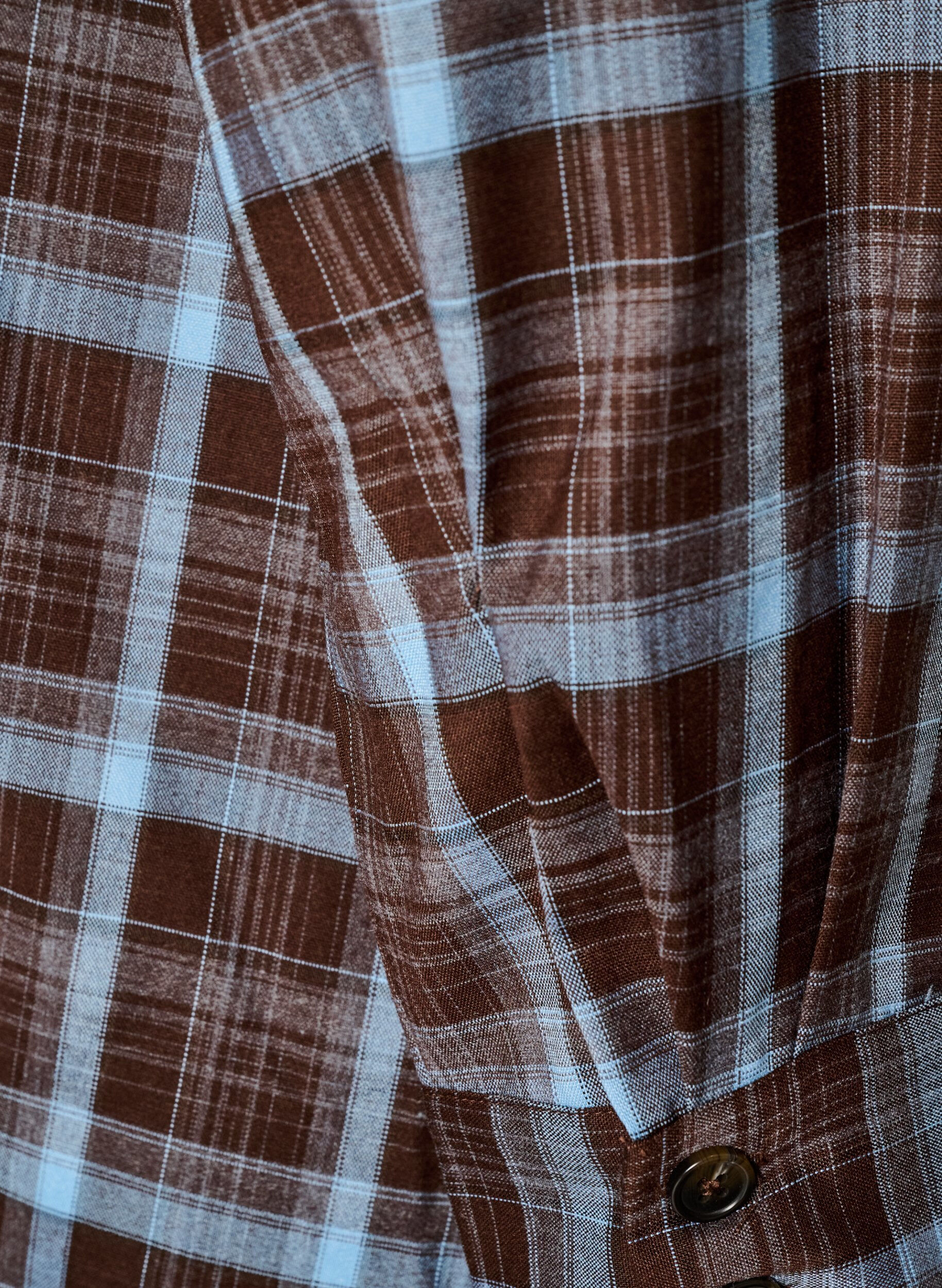 ZizziRobe-chemise mi-longue avec un motif &agrave; carreaux, Marron, Packshot image number 3