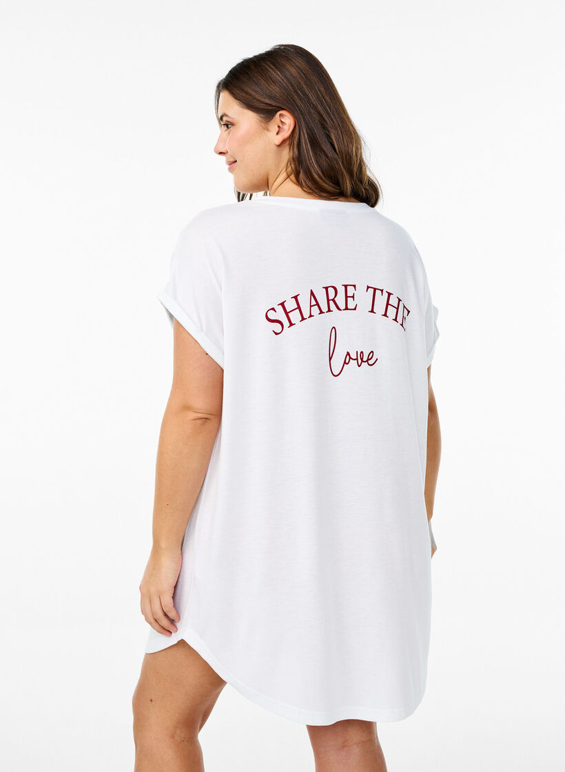Chemise de nuit &agrave; manches courtes avec imprim&eacute; de texte, , Model image number 2