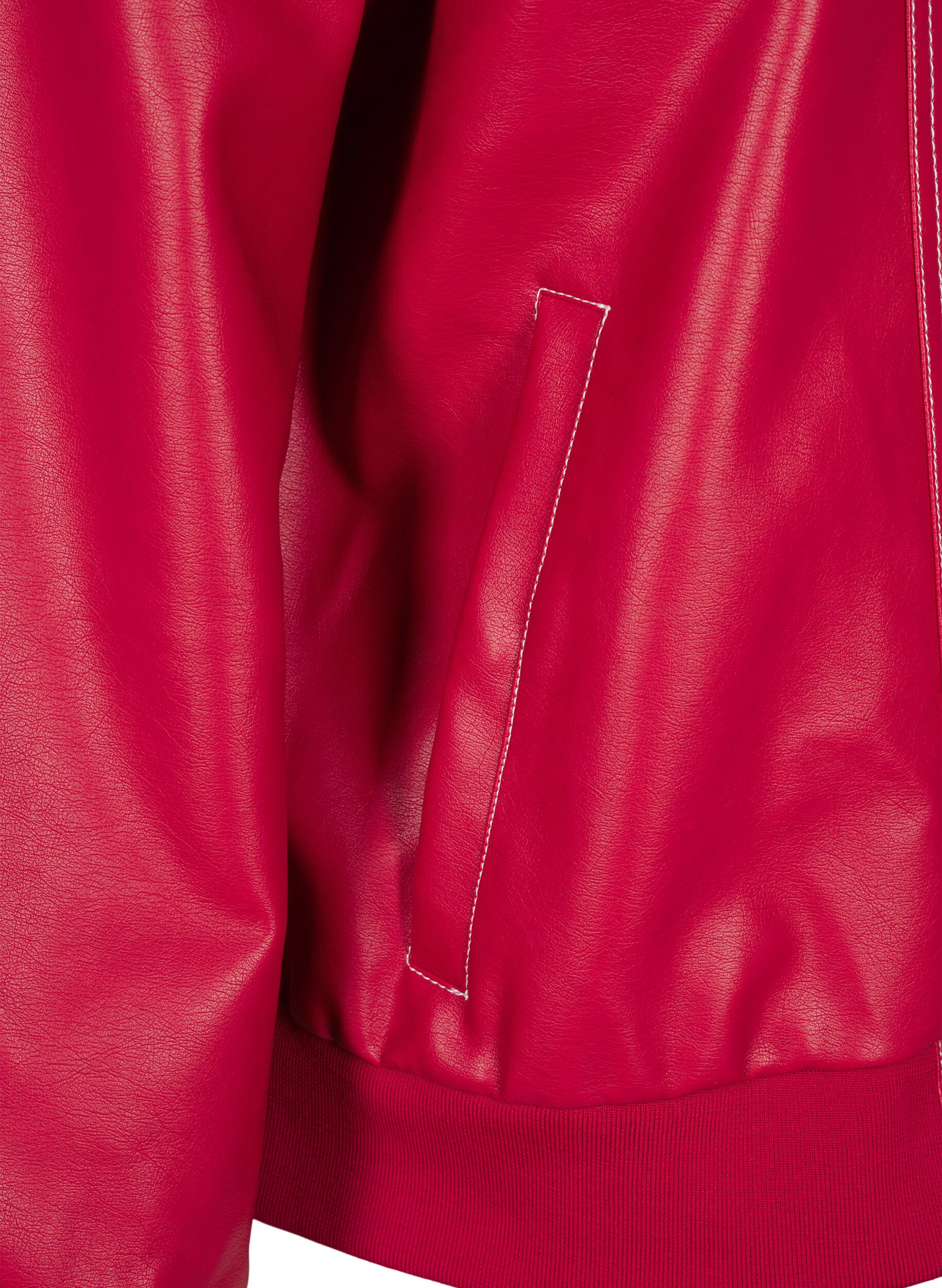 Zizzi Blouson bomber en similicuir, Rhythmic Red, Packshot image number 3