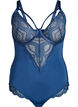 Body en dentelle &agrave; armatures avec d&eacute;tails de lani&egrave;res, Bleu, Packshot image number 0