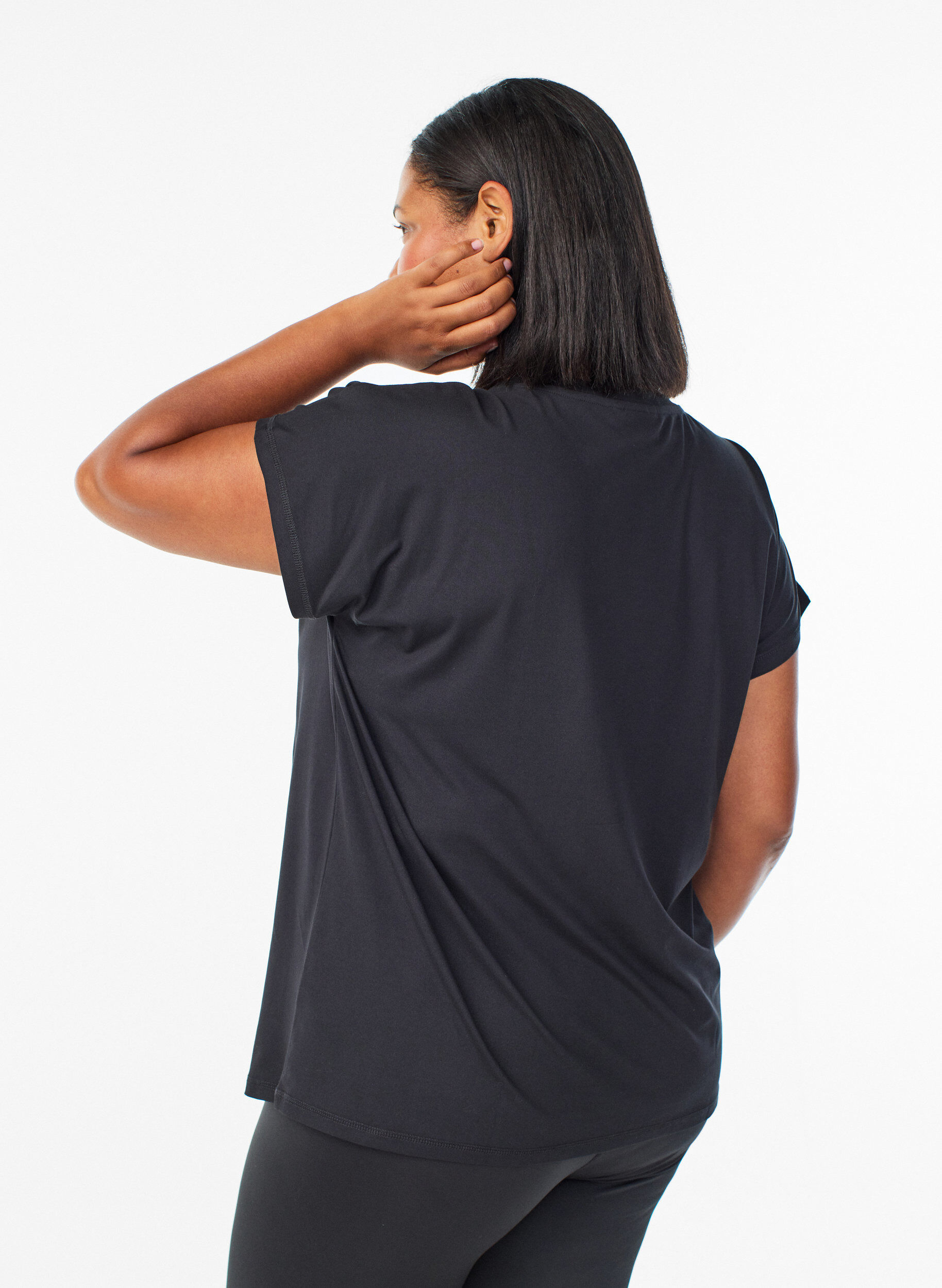 ZizziT-shirt de sport couleur unie, Noir, Model image number 2