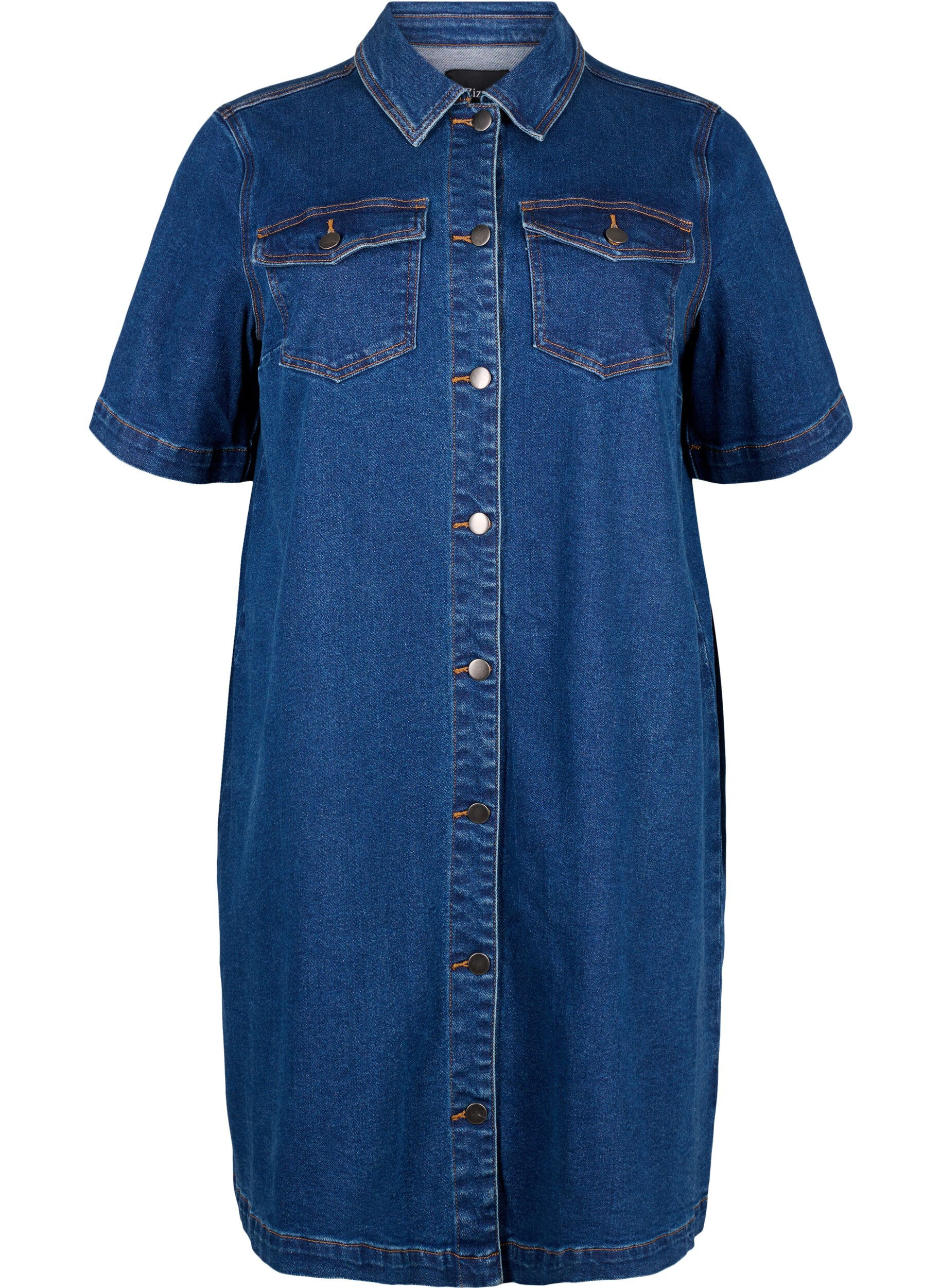 Robe en denim avec boutons et manches courtes