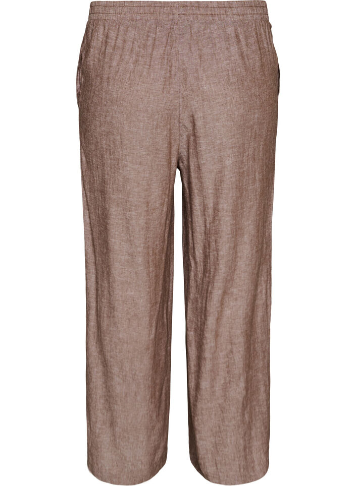 Pantalon large en lin et viscose, Marron, Packshot image number 1