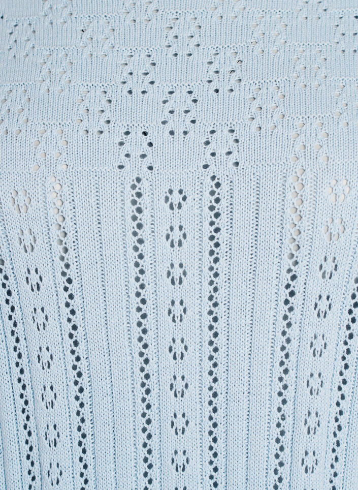 Top en maille avec broderie eyelet et manches 3/4, Bleu Clair, Packshot image number 2