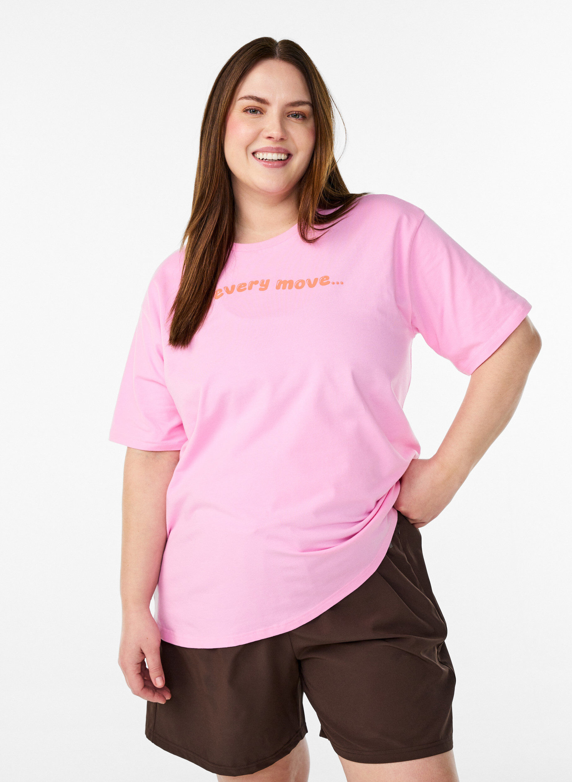 T-shirt sportif en coton bio, Rose, Model