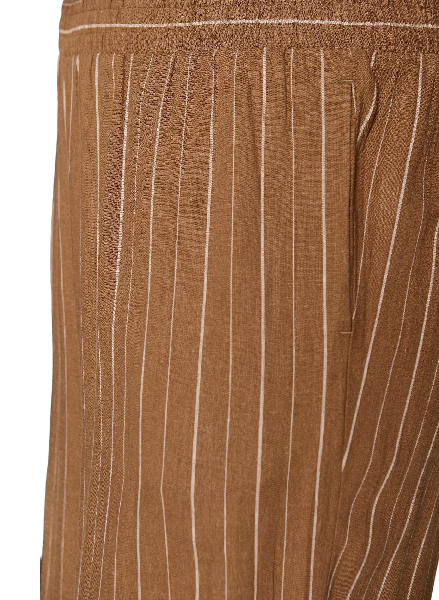 ZizziPantalon large en lin et viscose, Marron, Packshot image number 2