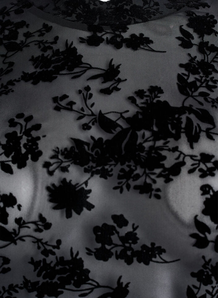 Blouse en maille &agrave; motif floral, Noir, Packshot image number 2