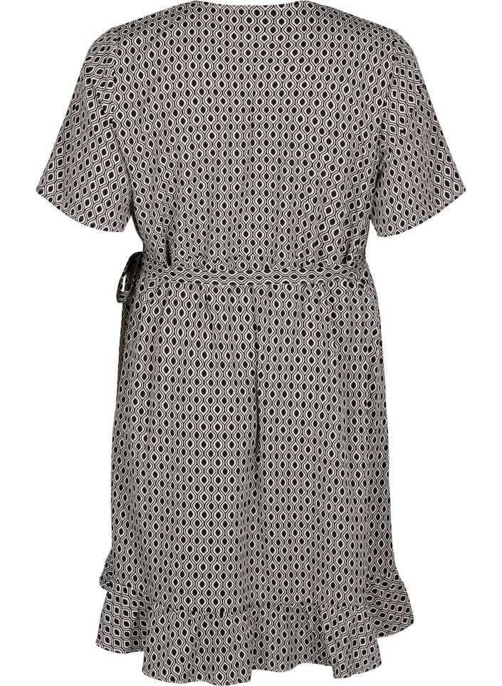 FLASH - Robe portefeuille à manches courtes, Black White Graphic, Packshot image number 1