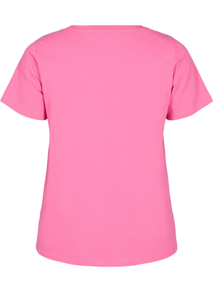 T-shirt basique en coton de couleur unie, Rose, Packshot image number 1