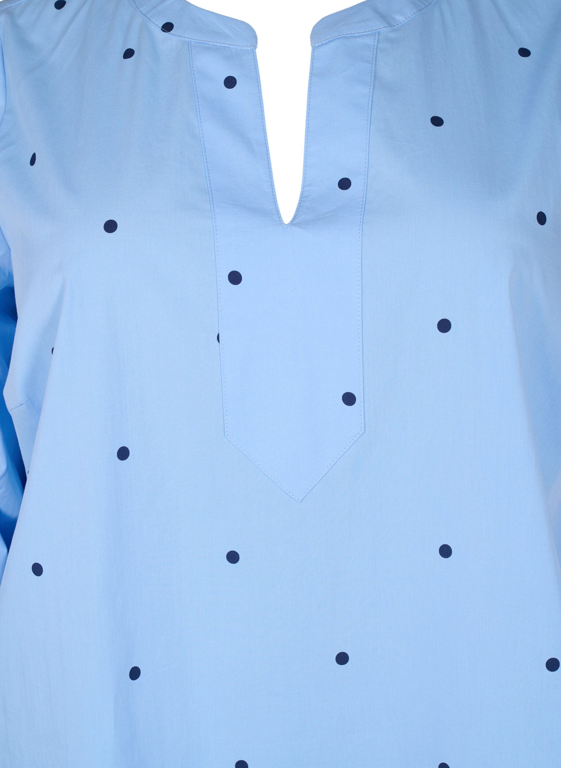 Zizzi Robe &agrave; pois avec manches longues, Bleu Clair, Packshot image number 2