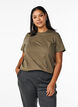 T-shirt basique en coton &agrave; col rond, Vert fonc&eacute;, Model image number 0