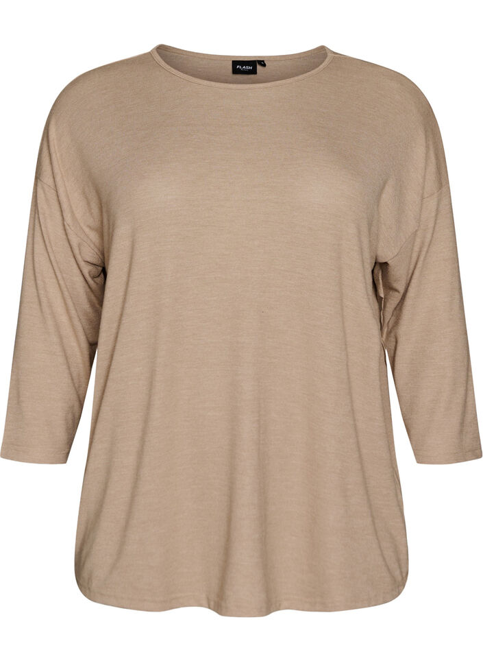 Blouse en jersey avec manches 3/4, Beige, Packshot image number 0
