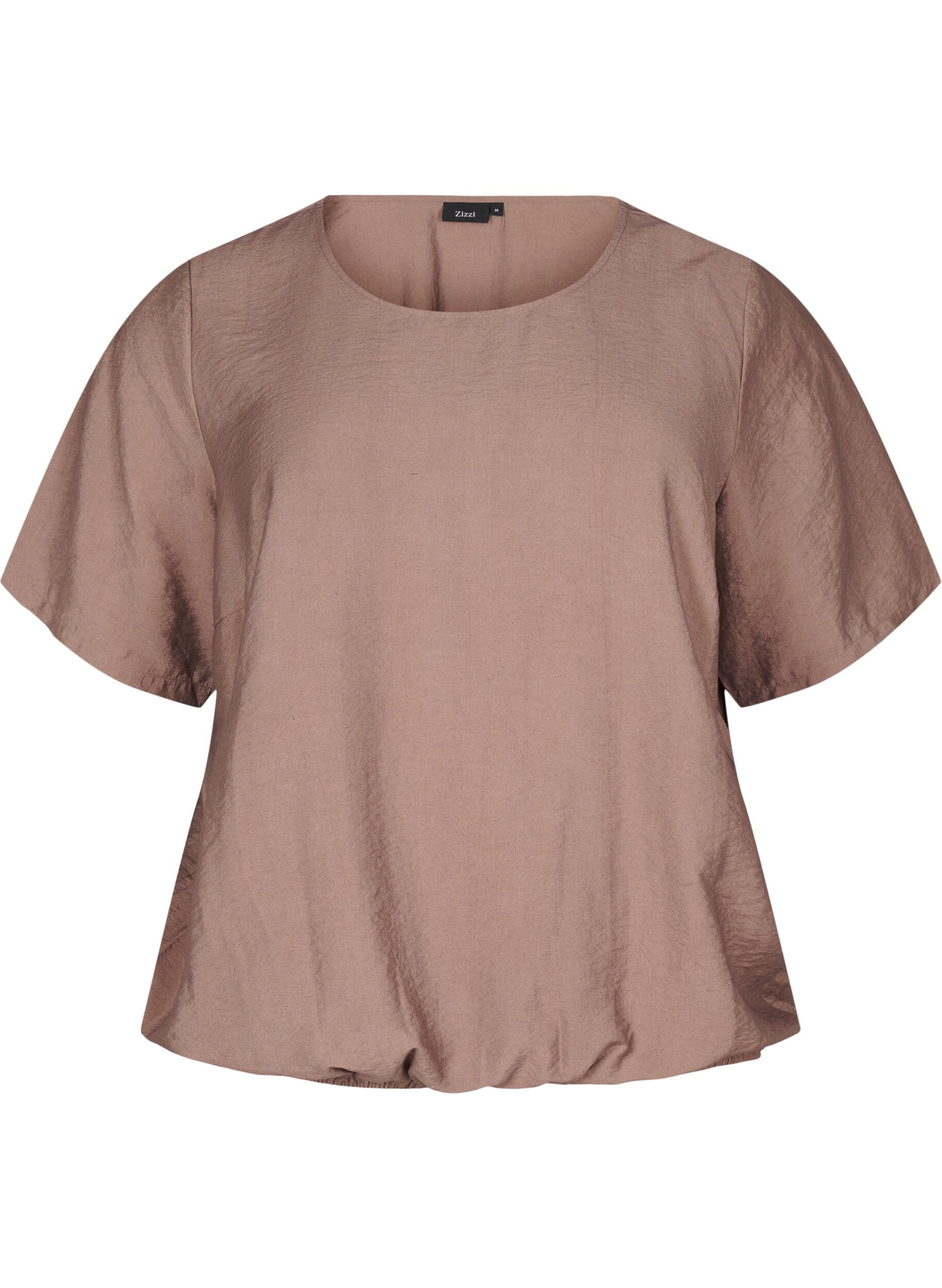 Zizzi Blouse &agrave; manches courtes avec ourlet &eacute;lastique, Marron, Packshot image number 0
