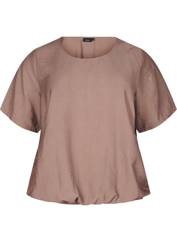 Blouse à manches courtes avec ourlet élastique, Marron, Packshot image number 0