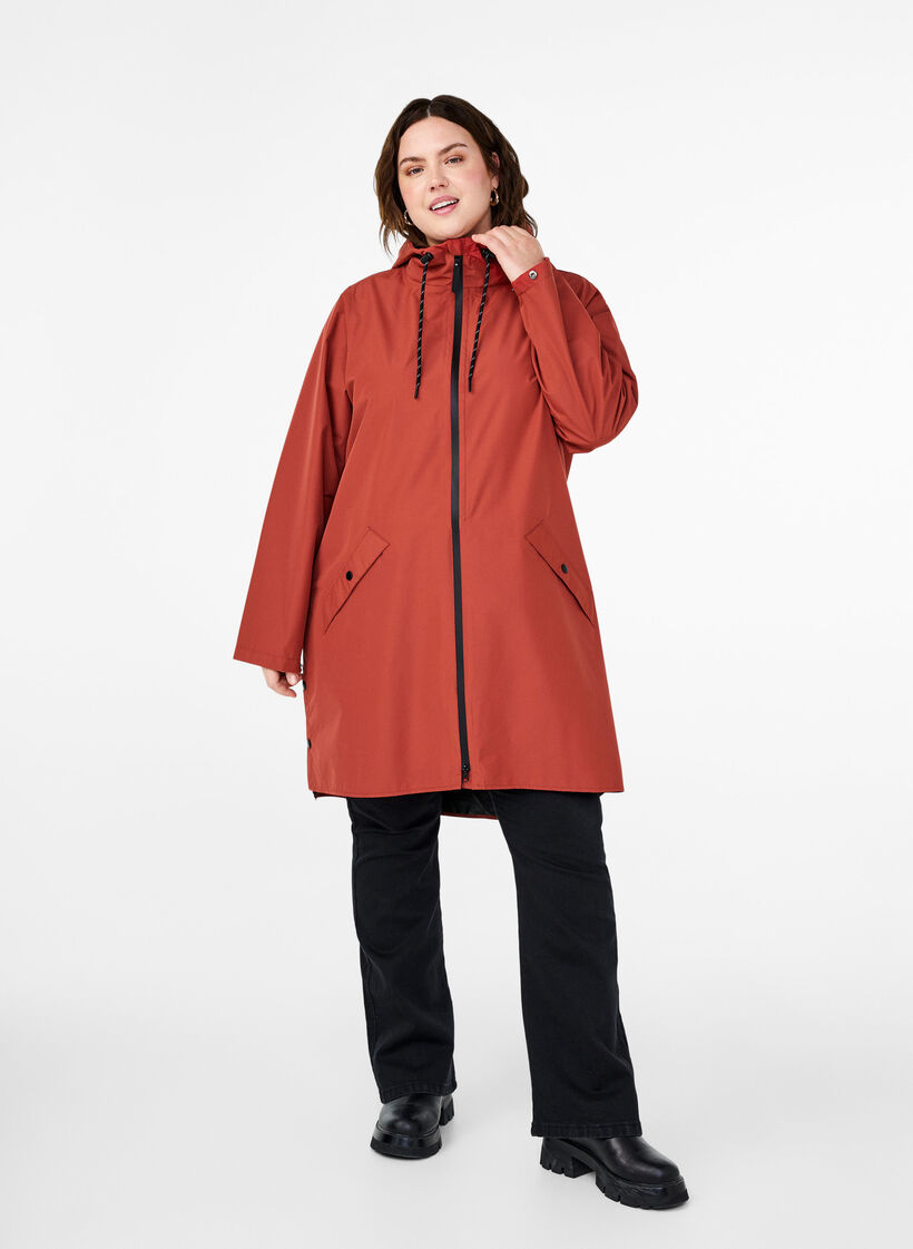 Veste de pluie avec poches et capuche, Bordeaux, Model image number 1
