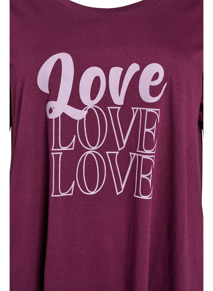 Chemise de nuit à manches courtes en coton biologique, Bordeaux foncé, Packshot image number 2