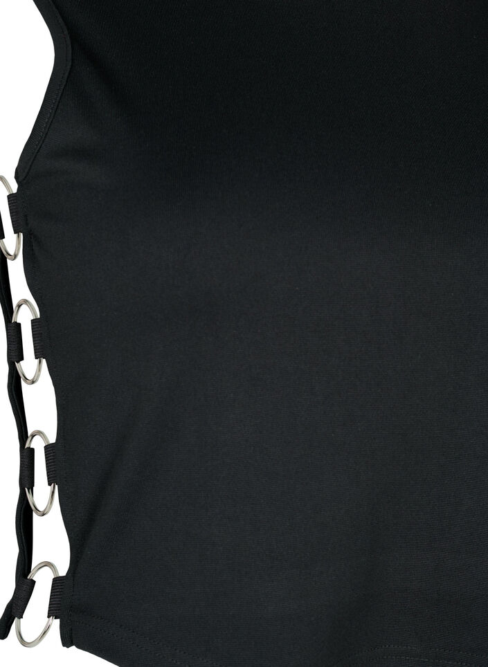 Haut court avec détails ouverts sur les côtés, Black, Packshot image number 3