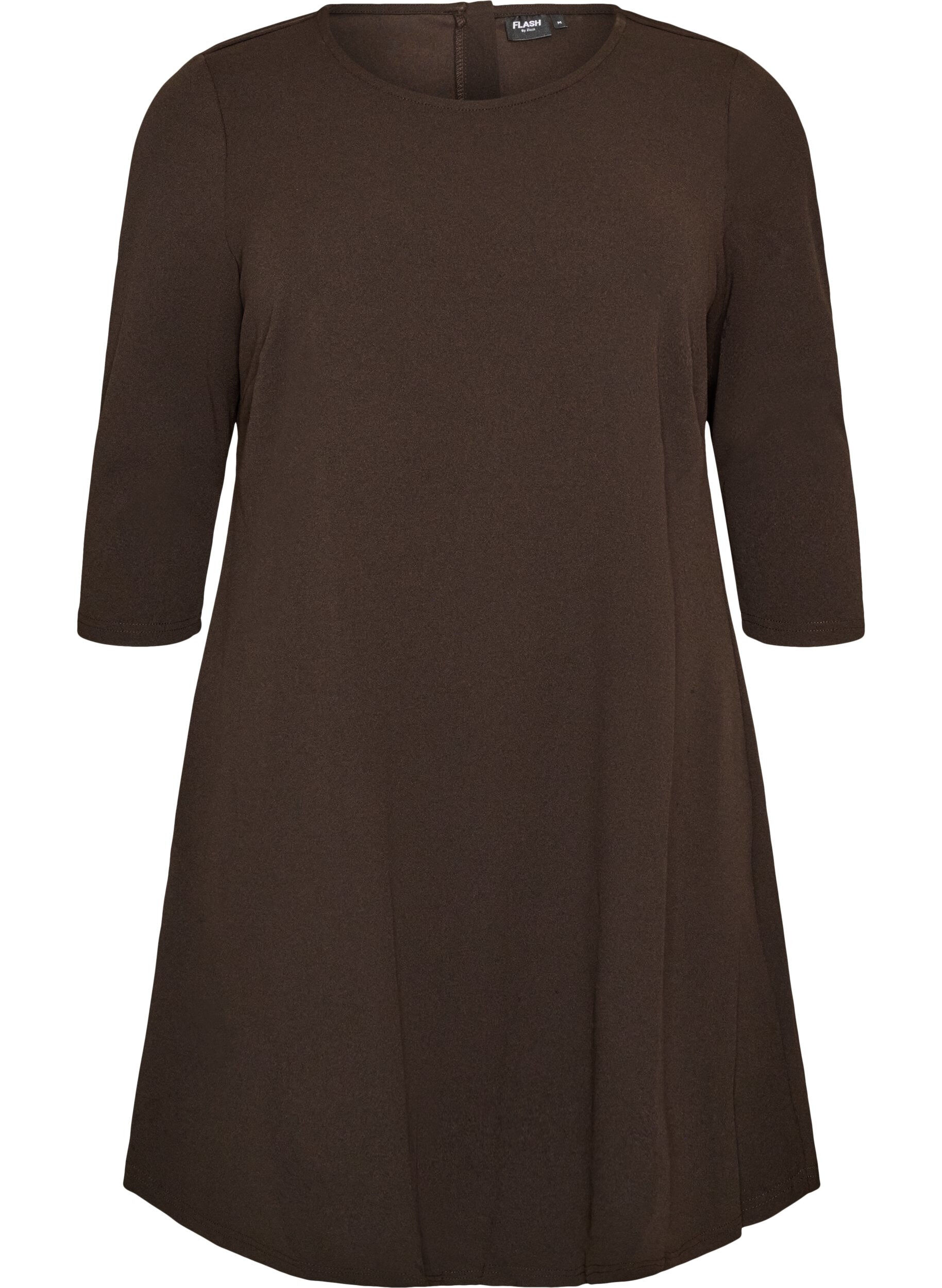 ZizziRobe courte avec une coupe &eacute;vas&eacute;e et des manches 3/4, Marron, Packshot image number 0
