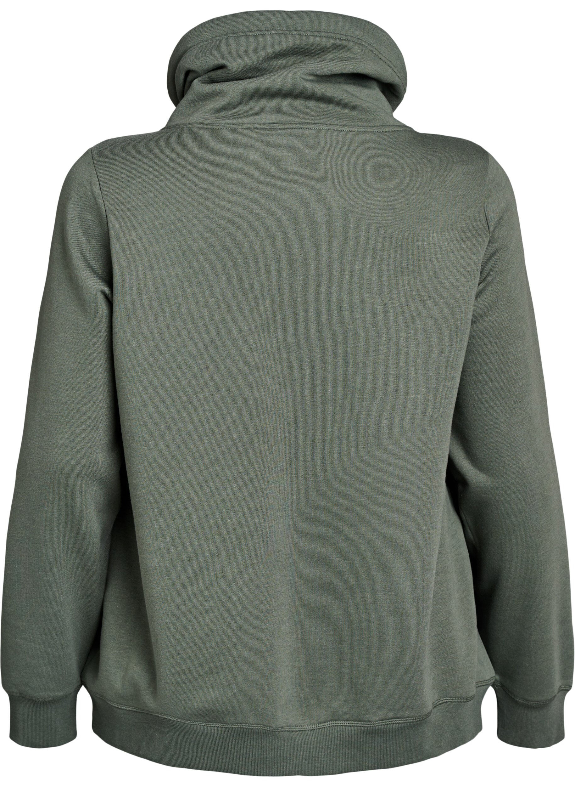 Zizzi Sweatshirt avec col montant et poches, Vert, Packshot image number 1