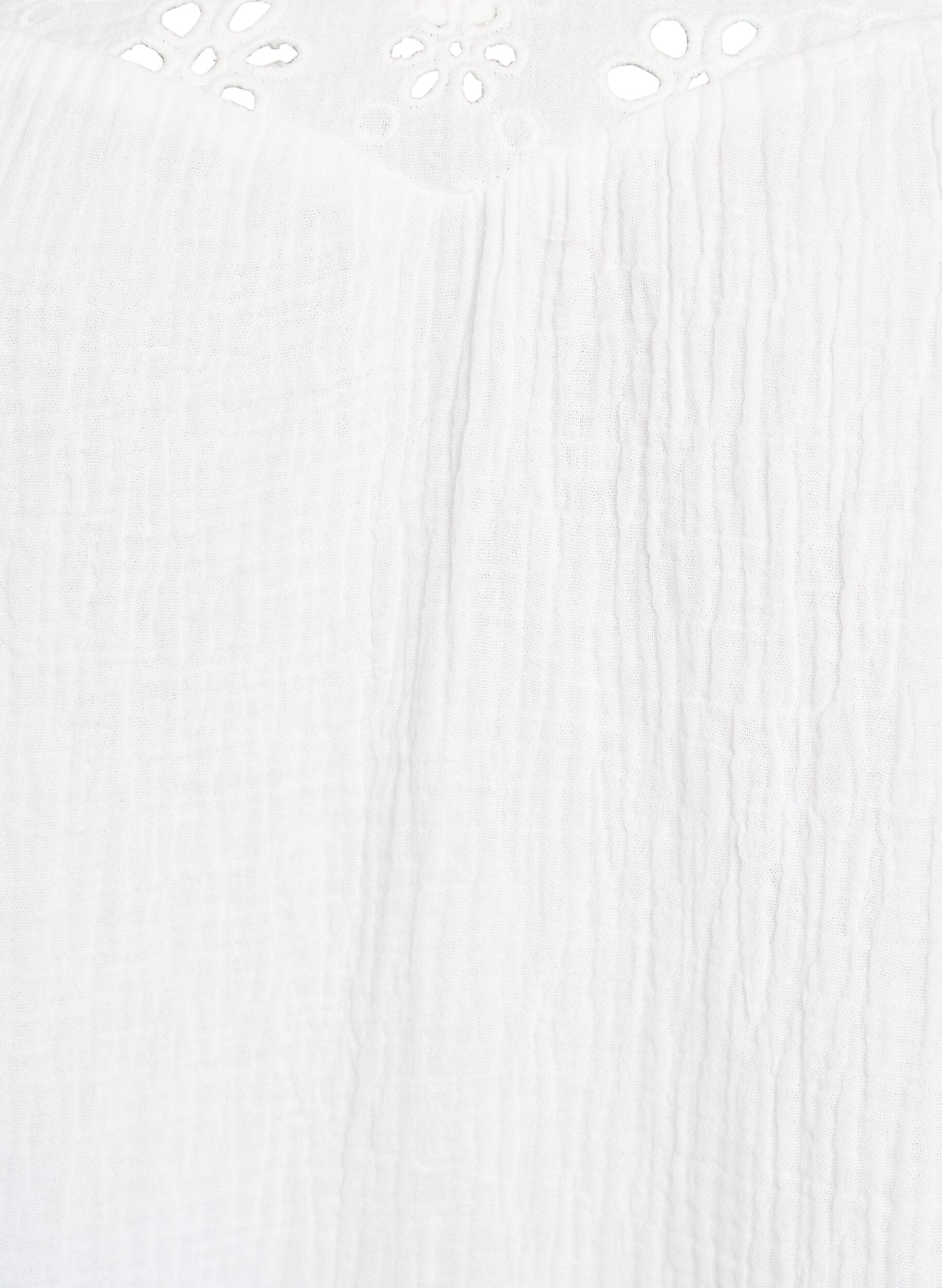 ZizziBlouse en mousseline de coton avec broderie anglaise et manches 1/2, Blanc, Packshot image number 2