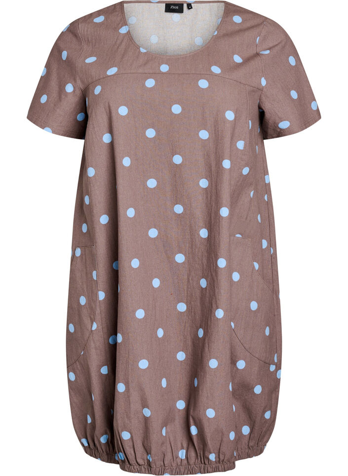 Robe en coton &agrave; manches courtes avec imprim&eacute;, Bleu, Packshot image number 0