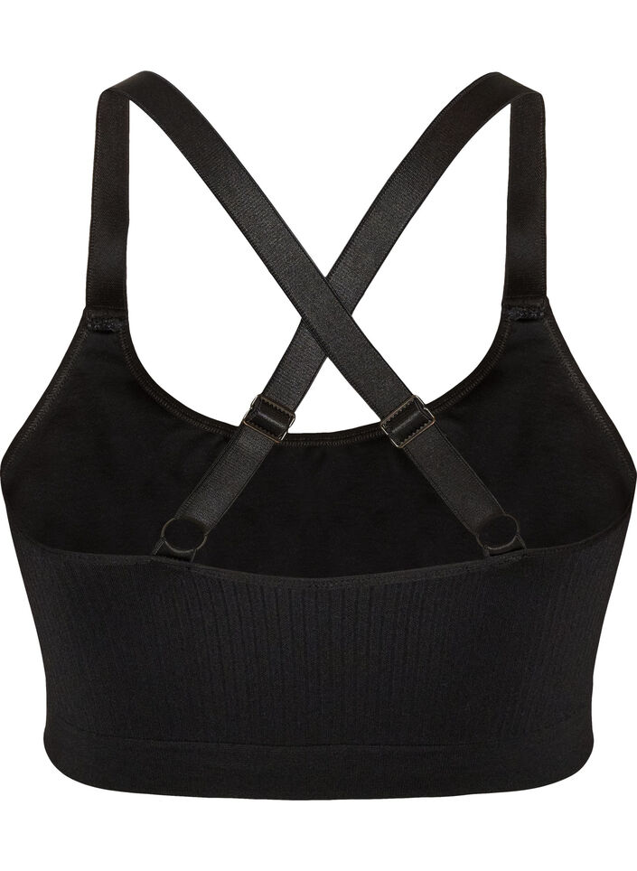 Brassi&egrave;re de sport c&ocirc;tel&eacute;e sans coutures, Noir, Packshot image number 1