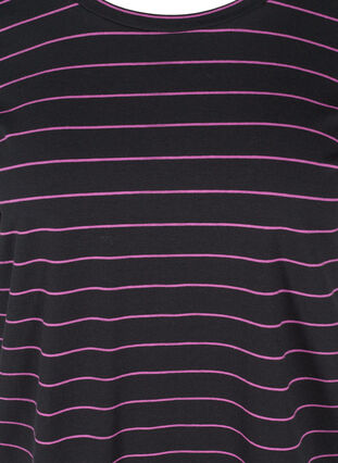 T-shirt rayé en coton, Black w. Purple , Packshot image number 2