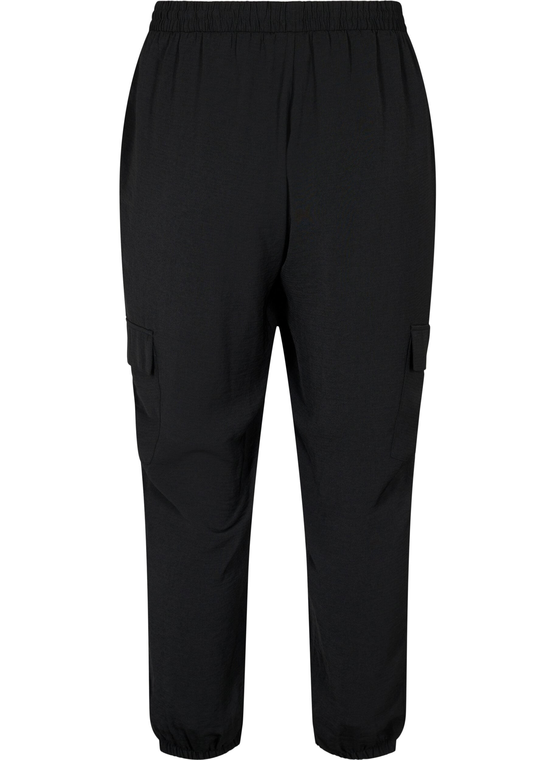 Zizzi Pantalon uni avec grandes poches, Black, Packshot image number 1