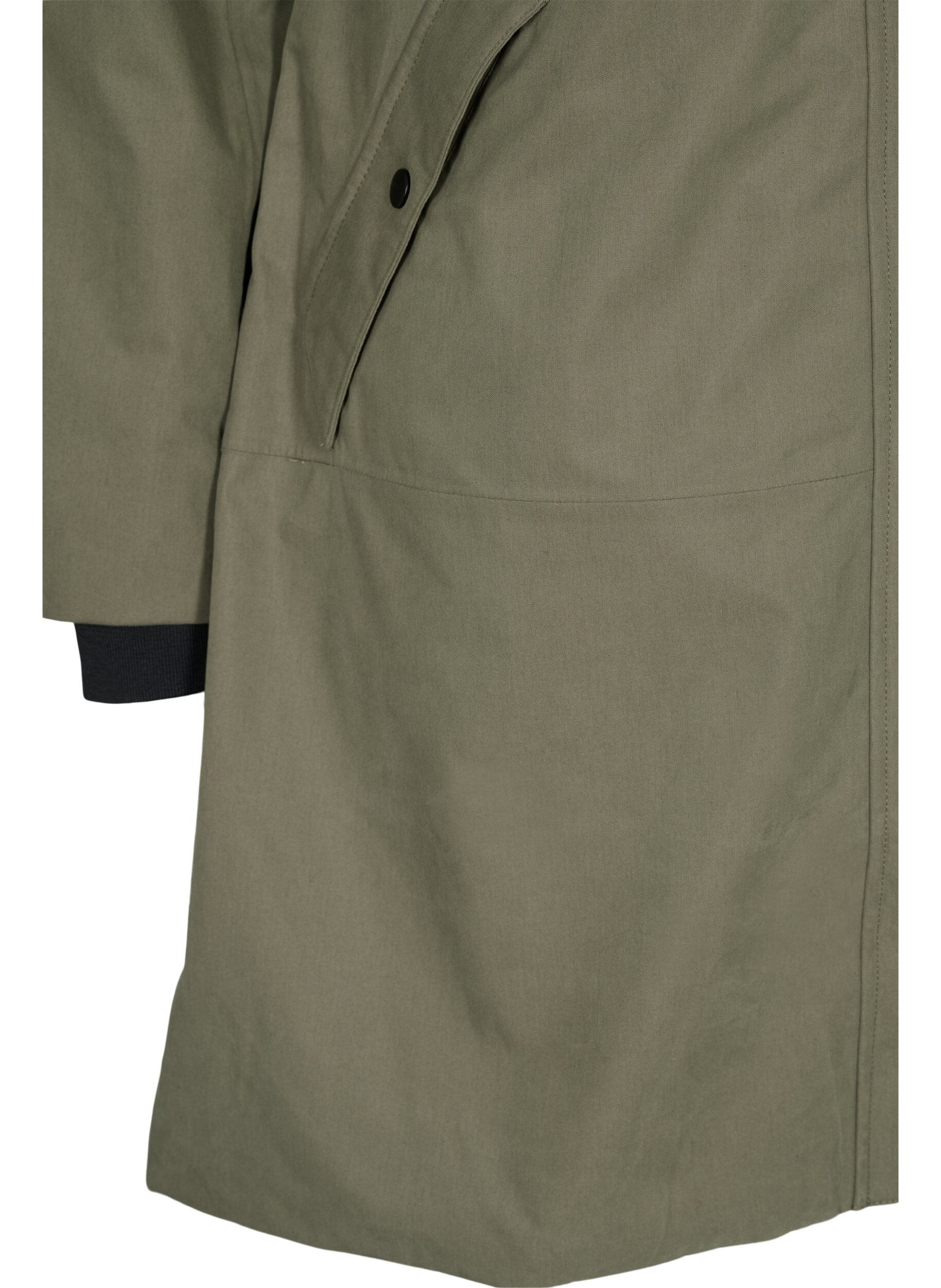 Zizzi Veste imperm&eacute;able avec capuche amovible, Dusty Olive, Packshot image number 3
