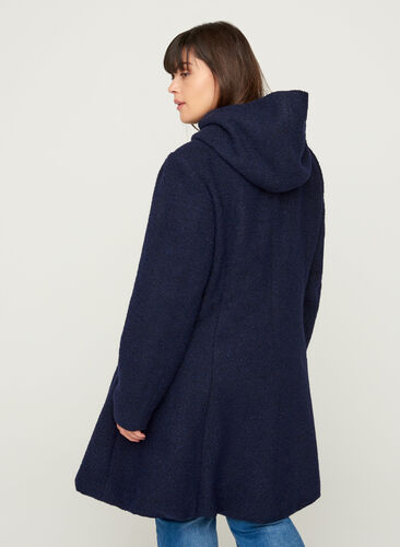 Long manteau en laine, Black, Model image number 1