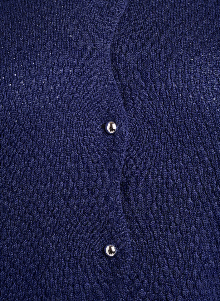 Cardigan en maille structur&eacute;e avec boutons boule, Bleu, Packshot image number 2
