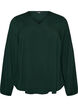 Blouse en viscose avec col en V et ourlet arrondi, Vert fonc&eacute;, Packshot image number 0