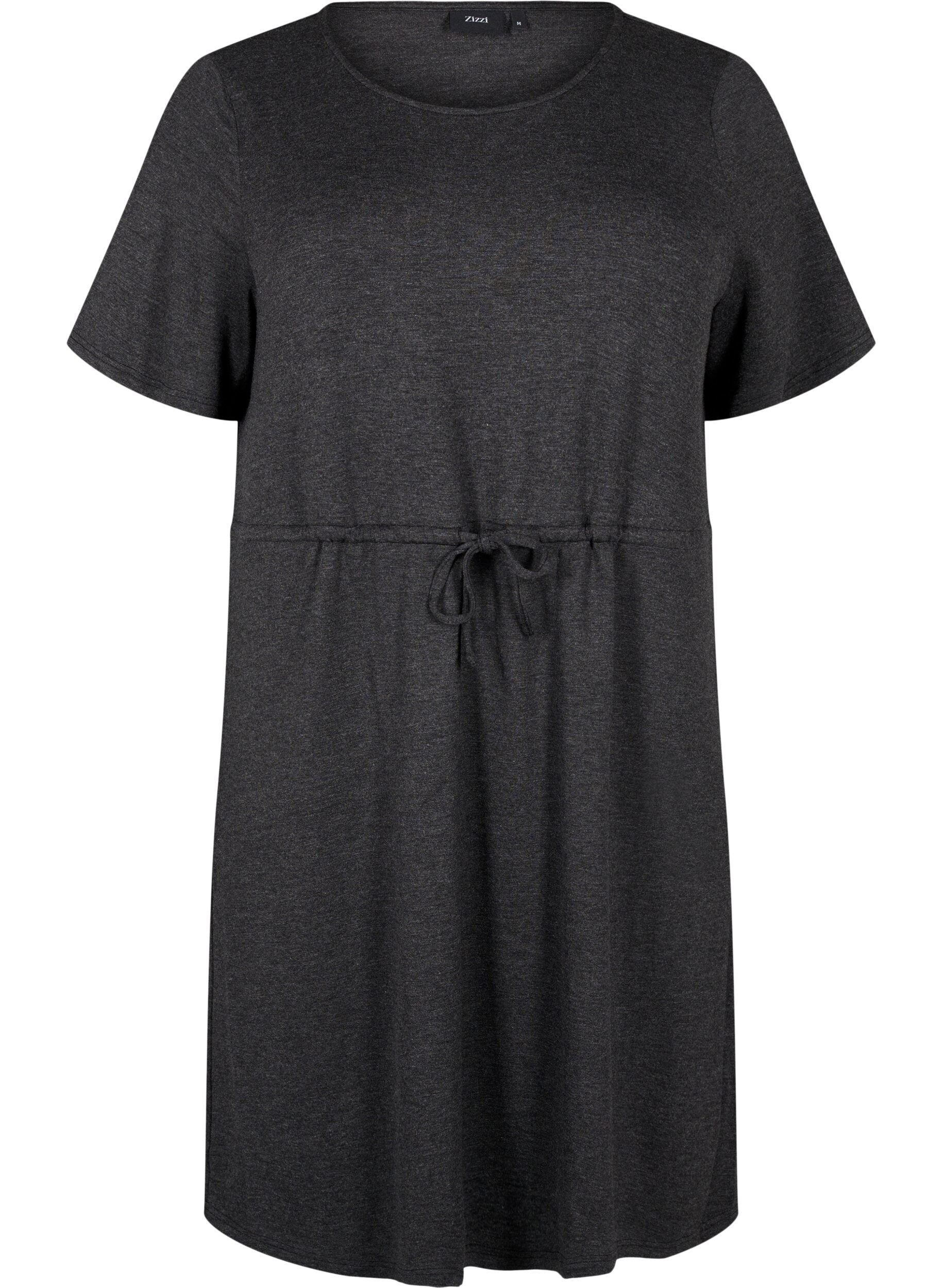Zizzi Robe courte en jersey avec une ceinture &agrave; nouer, Gris anthracite, Packshot image number 0