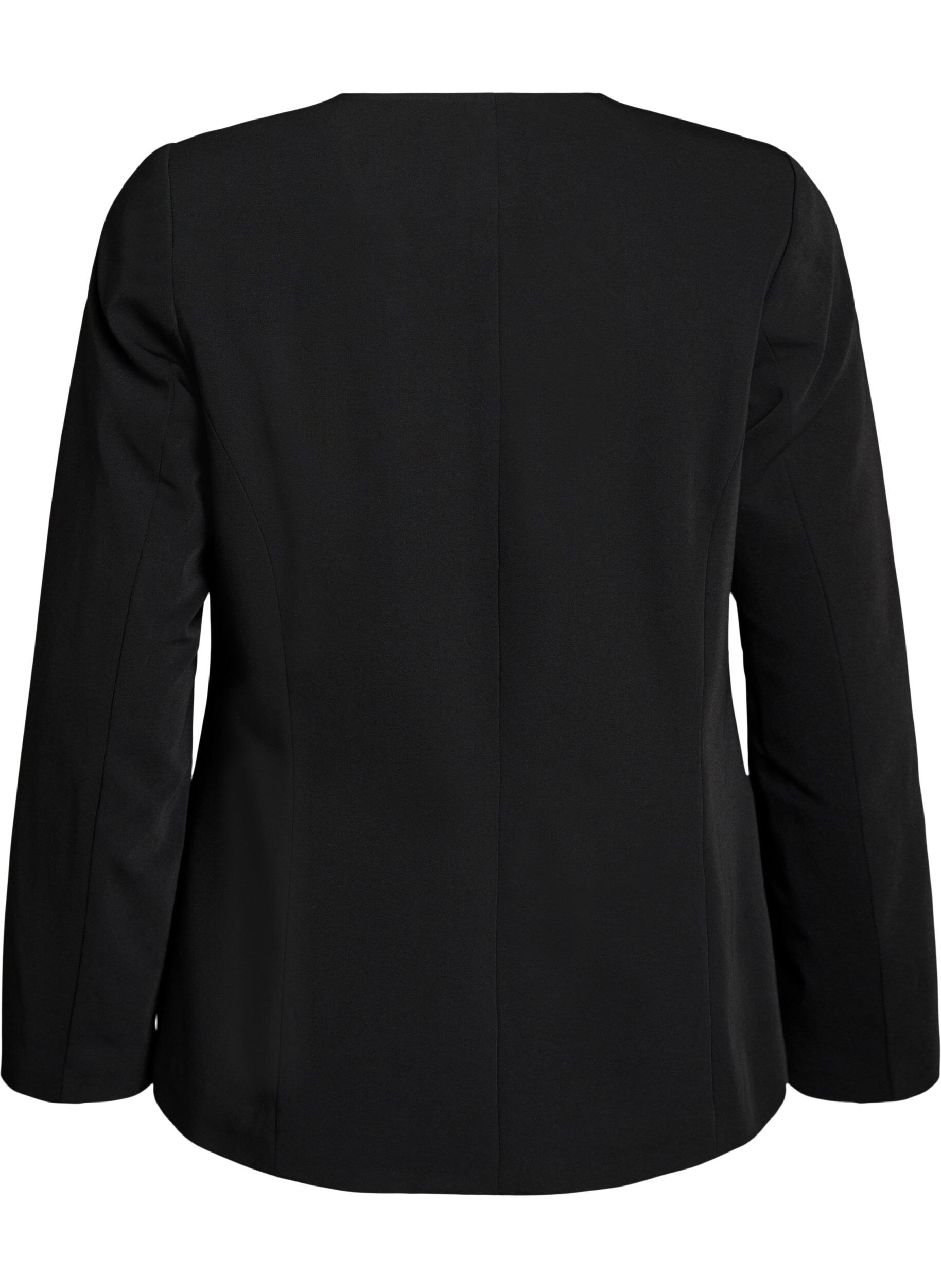 Zizzi Blazer avec col en V et fermeture boutonn&eacute;e, Noir, Packshot image number 1