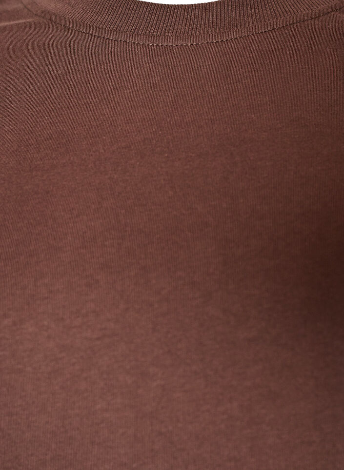 T-shirt basique en coton &agrave; col rond, Marron, Packshot image number 2