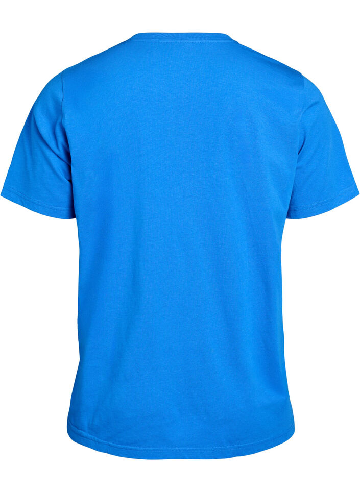 T-shirt basique en coton &agrave; col rond, Bleu, Packshot image number 1