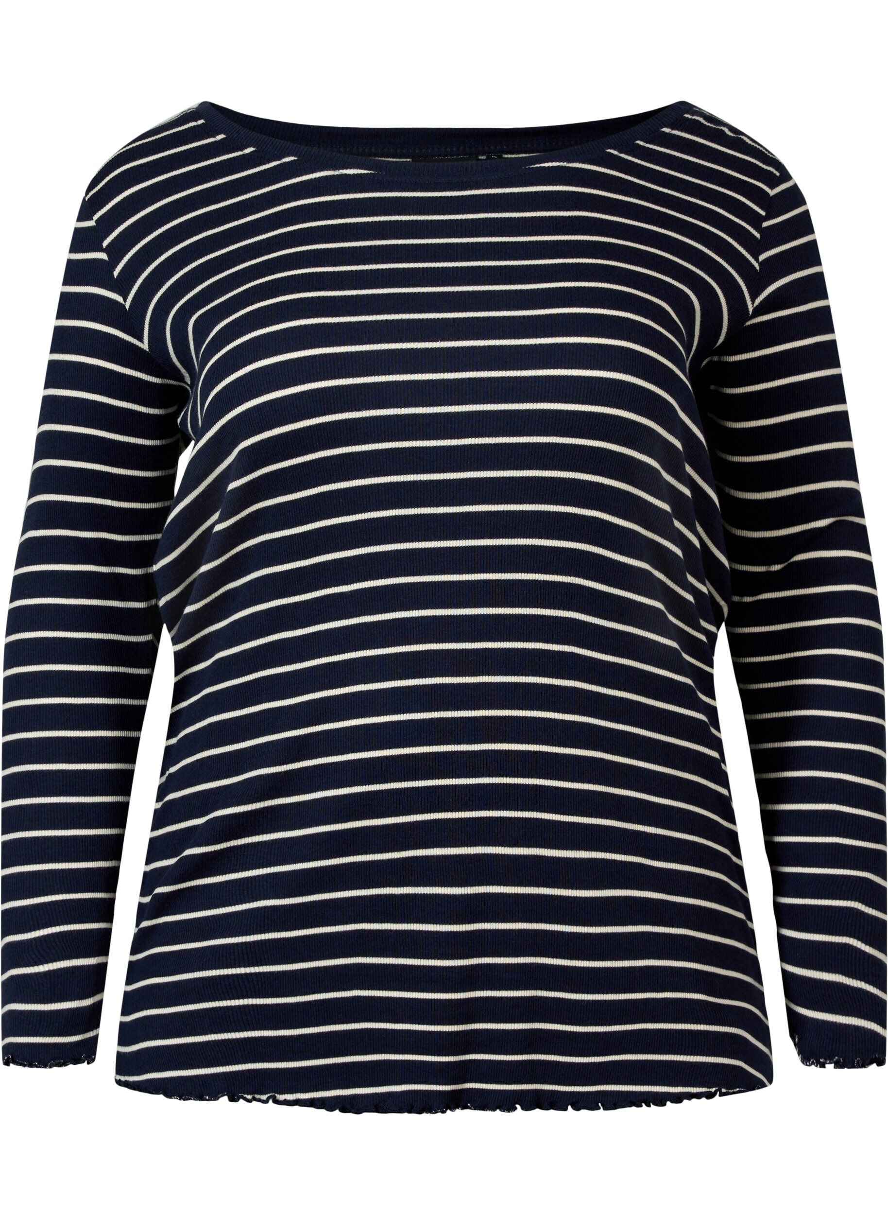 Zizzi Blouse ray&eacute;e &agrave; col rond, Night Sky Stripe, Packshot image number 0