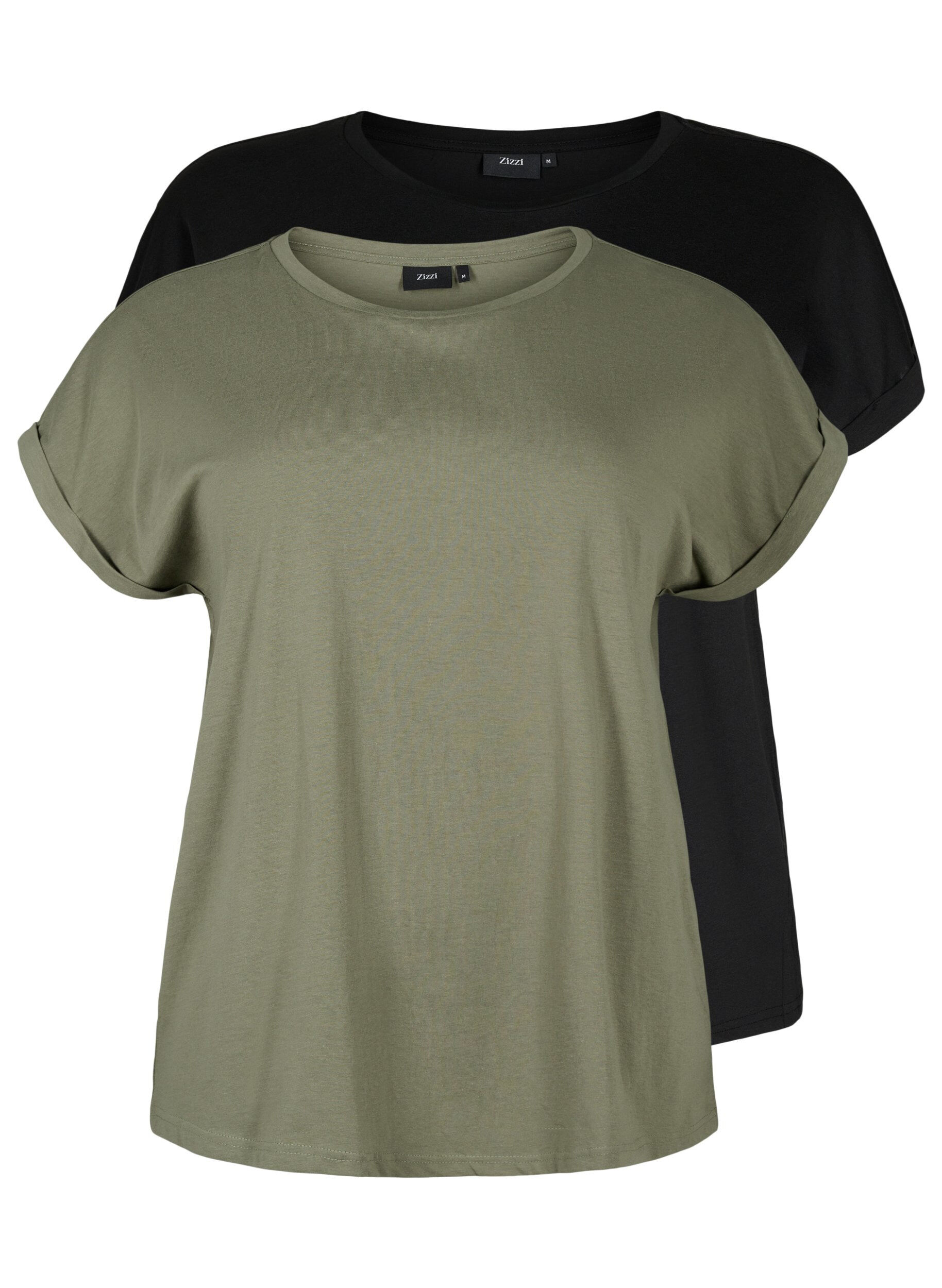 Zizzi2 packs de t-shirts &agrave; manches courtes, Vert Kaki, Packshot image number 0