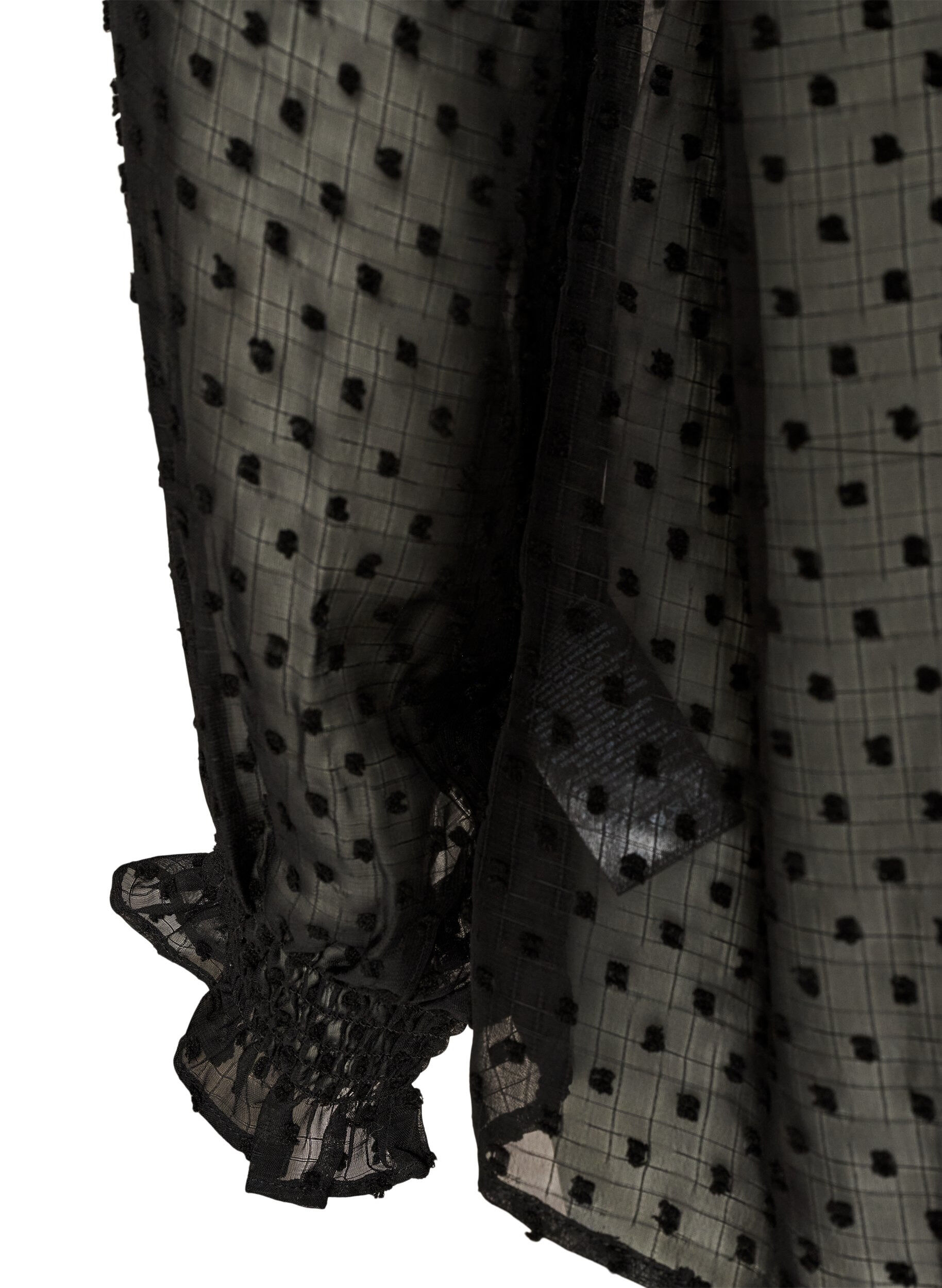 ZizziChemisier avec empi&egrave;cement en dentelle et motif &agrave; pois, Noir, Packshot image number 3
