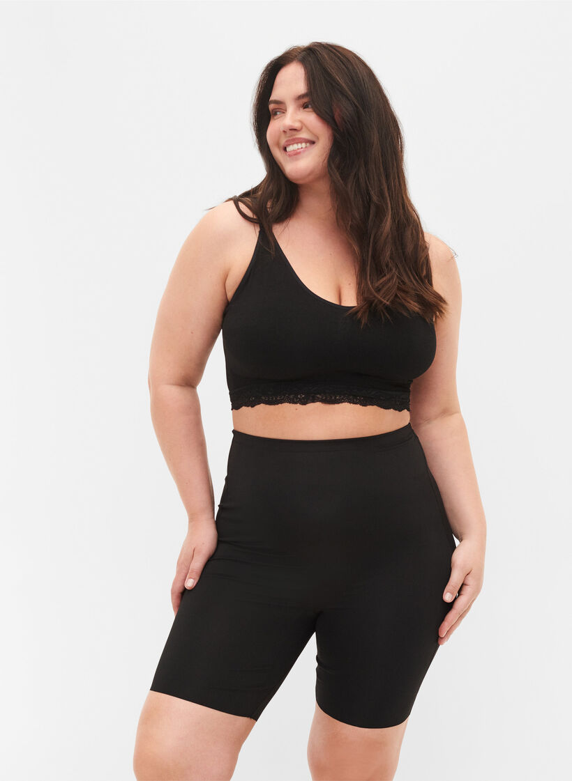 Short shapewear l&eacute;ger &agrave; taille haute, Noir, Model image number 0