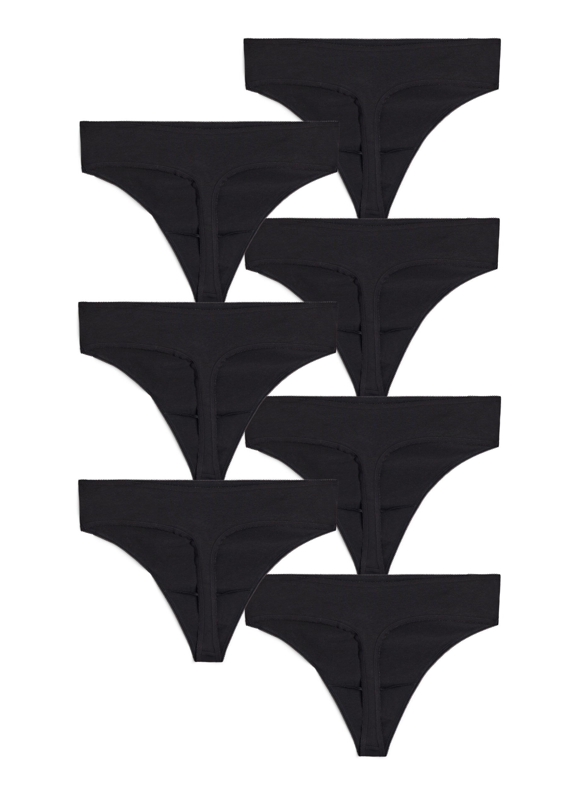 Zizzi 7-pack string en coton, Noir, Packshot image number 1