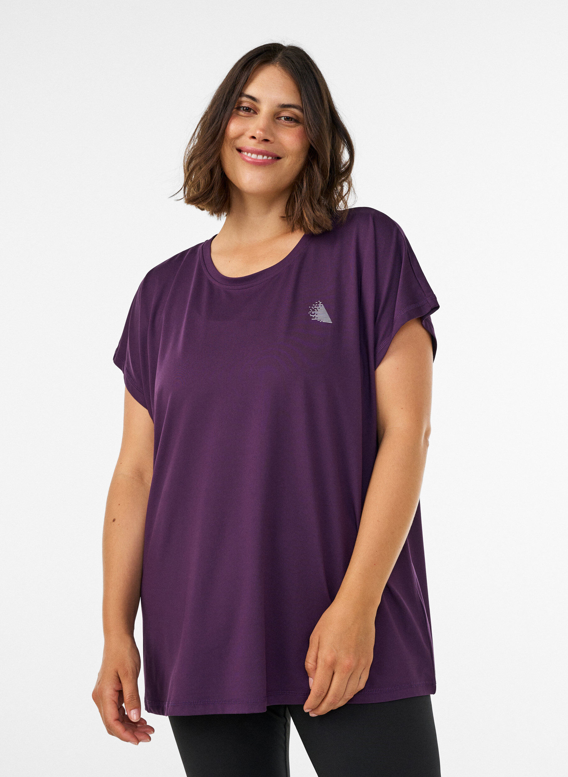 T-shirt de sport couleur unie, Violet, Model